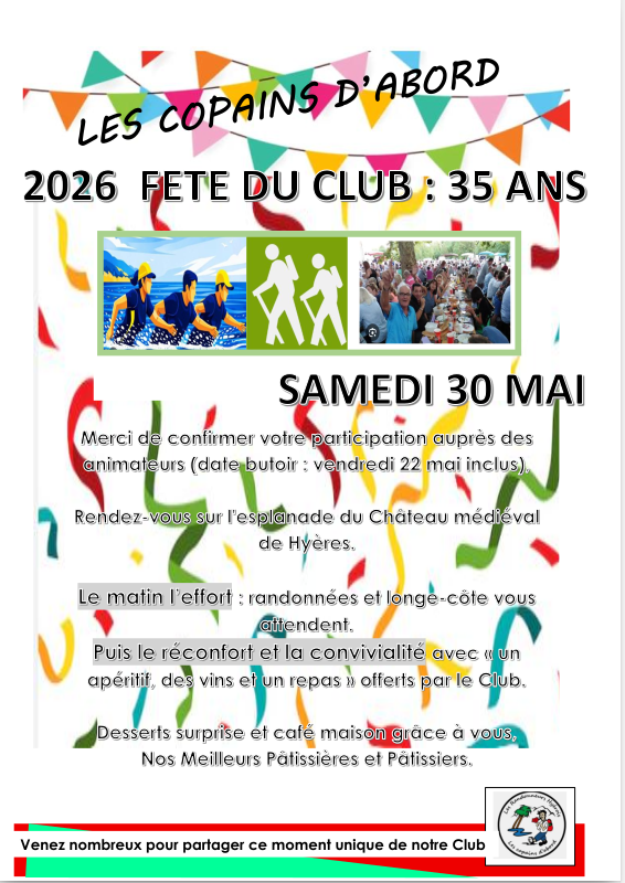 fête du club des randonneurs hyèrois le 30 mai.